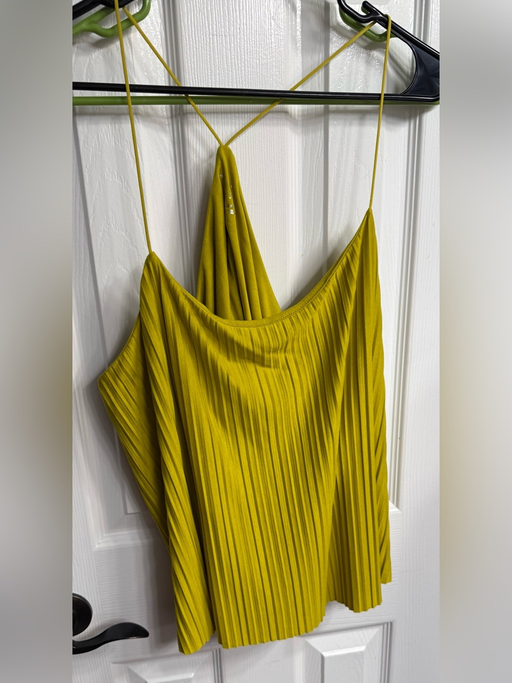 a new day Olive-Yellow Pleated Spaghetti Strap Camisole